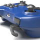 A close-up of a render of the Yawman Arrow controller in blue's shoulder buttons against a white background.